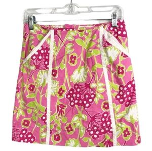 Vintage Lilly Pulitzer Originals Roslyn Floral Pink and Green Skirt Size 2